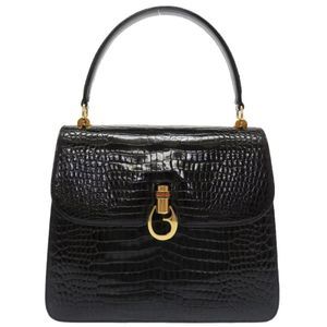 Gucci Crocodile Croco Black Handbag Old Gucci